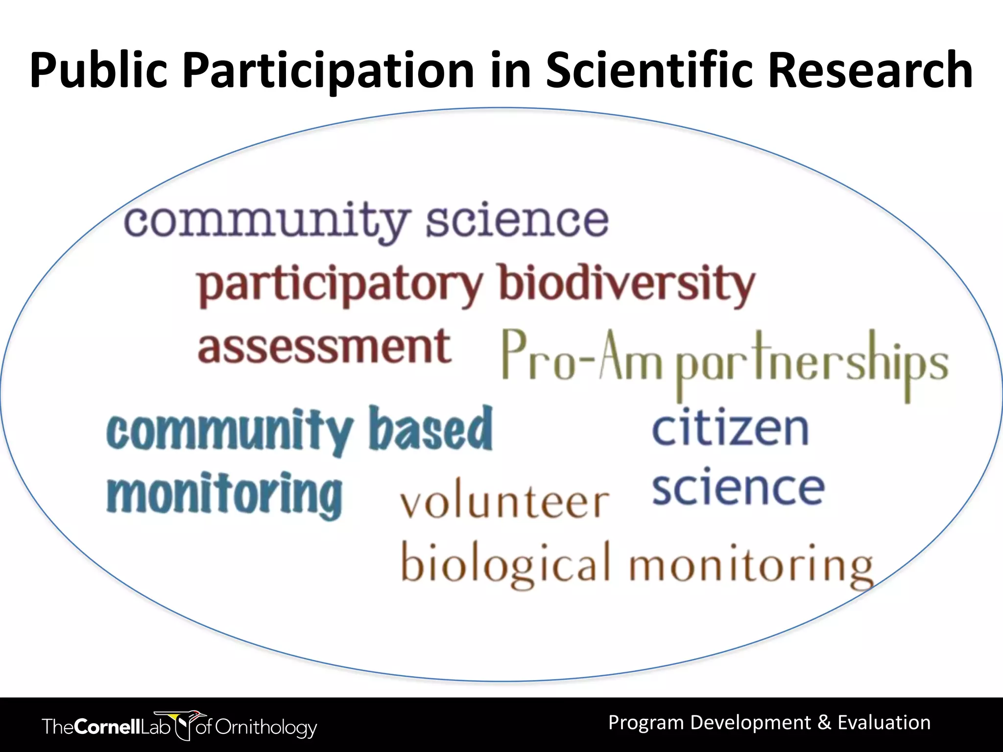 Public Participation in Scientific Research




                          Program Development & Evaluation
 