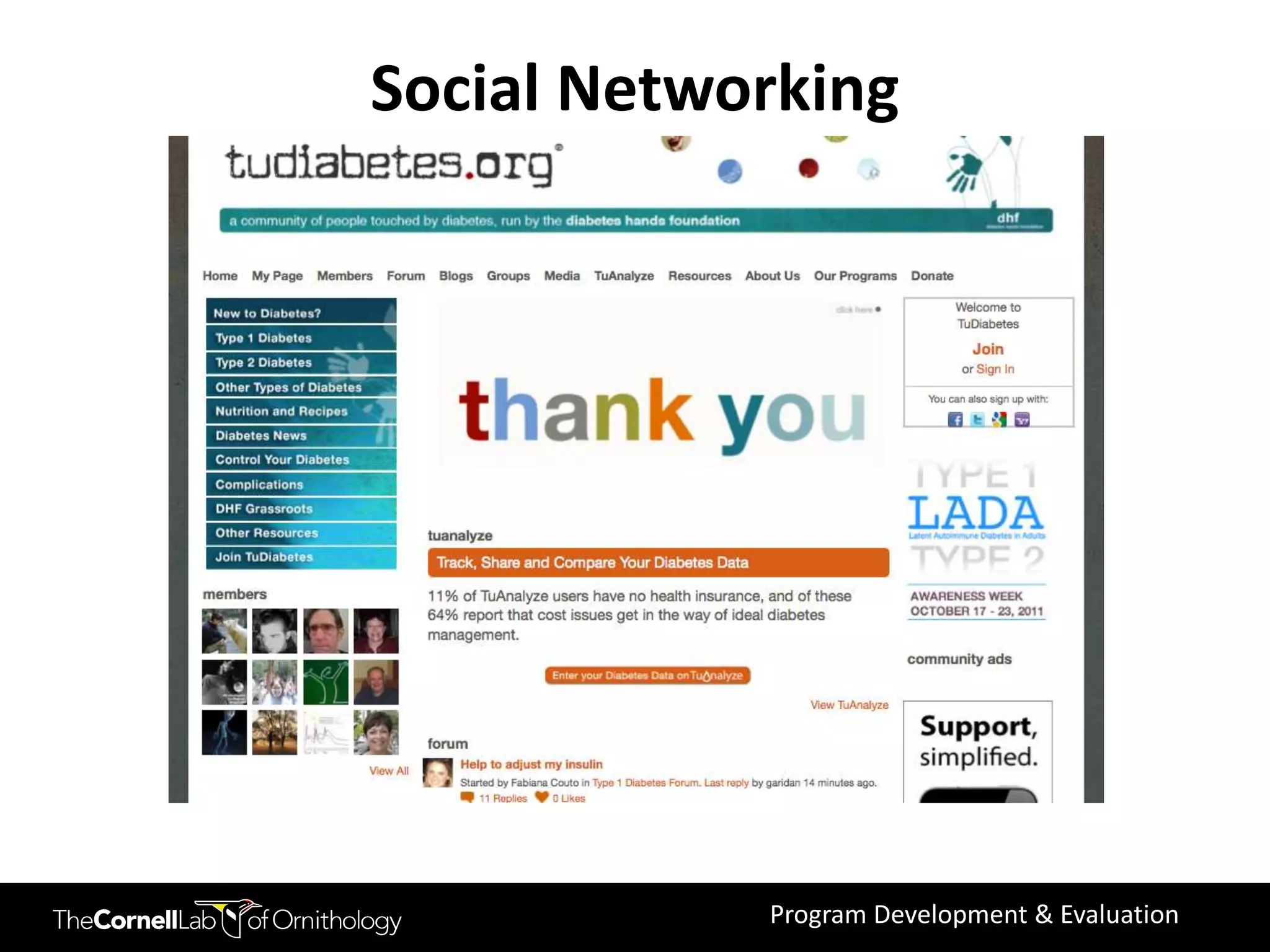 Social Networking




            Program Development & Evaluation
 