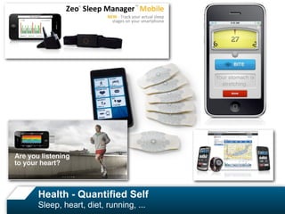 Health - Quantified Self
Sleep, heart, diet, running, ...