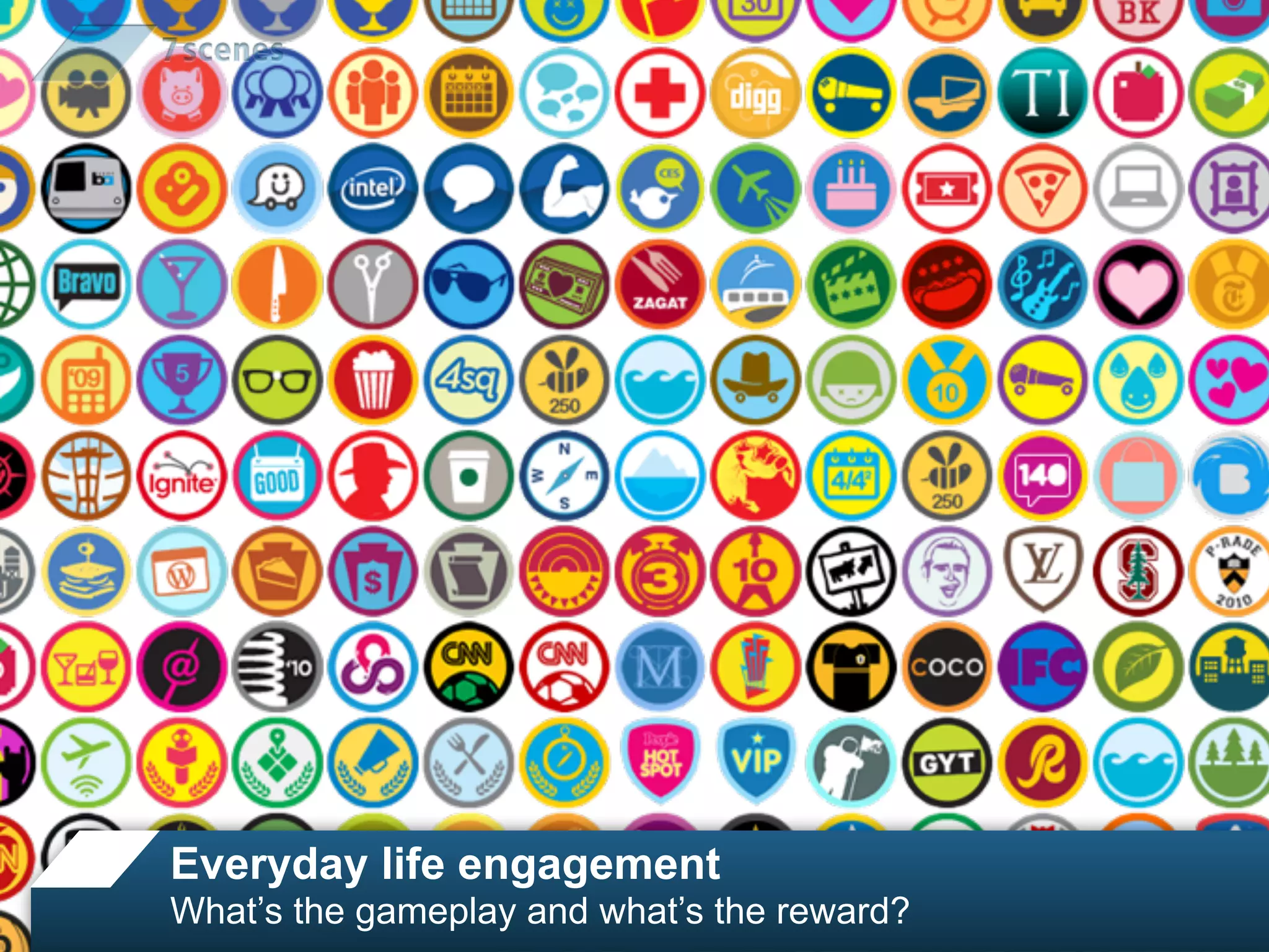 Everyday life engagement
What’s the gameplay and what’s the reward?
 