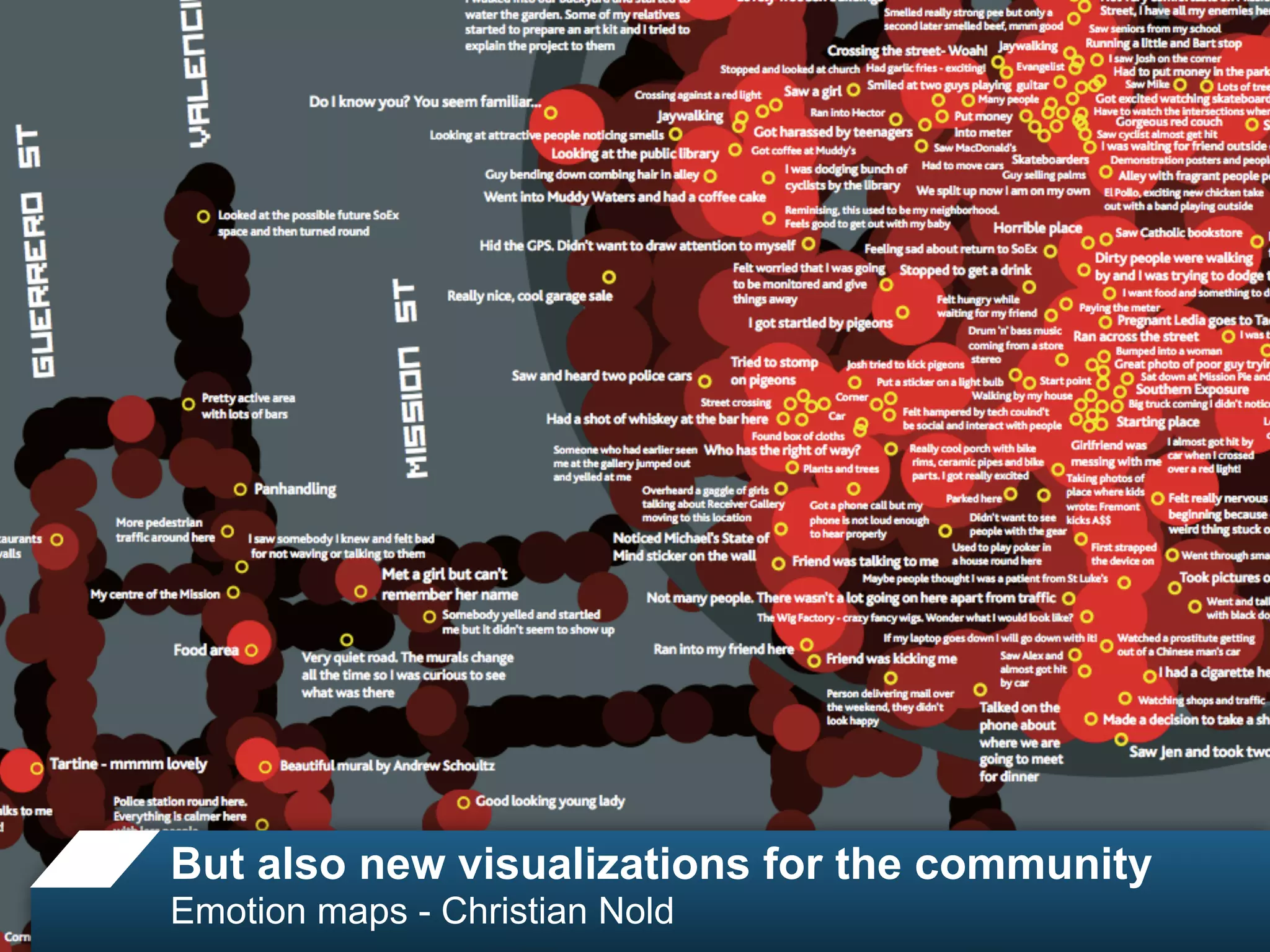 But also new visualizations for the community
Emotion maps - Christian Nold
 