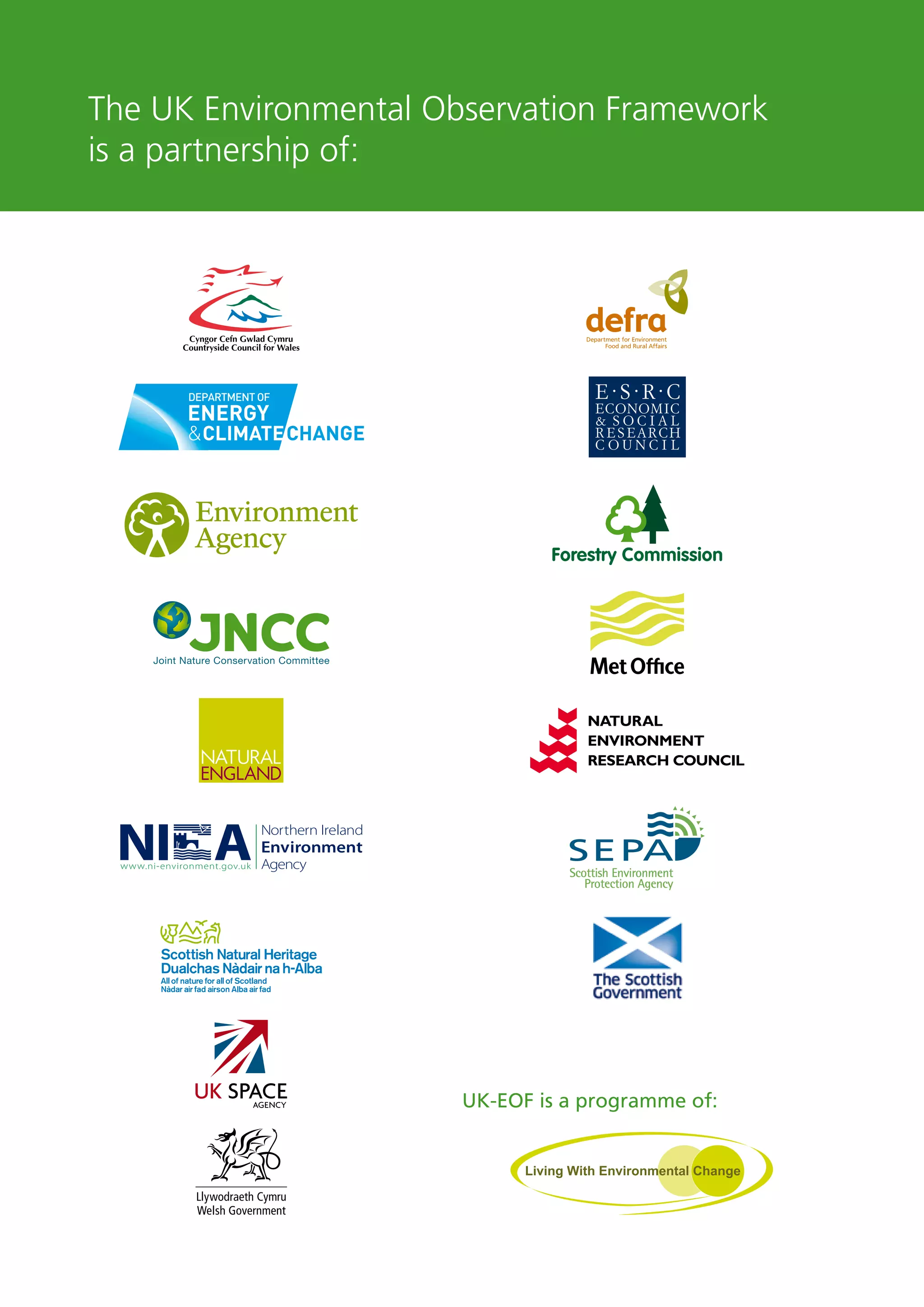 Living With Environmental Change
The UK Environmental Observation Framework
is a partnership of:
UK-EOF is a programme of:
 