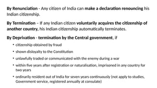 Comprehensive Overview of Indian Citizenship Laws and Amendments | PPTX