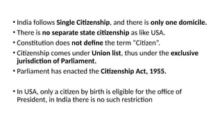 Comprehensive Overview of Indian Citizenship Laws and Amendments | PPTX