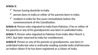 Comprehensive Overview of Indian Citizenship Laws and Amendments | PPTX
