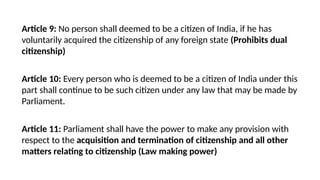 Comprehensive Overview of Indian Citizenship Laws and Amendments | PPTX