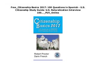 Free_Citizenship Basics 2017: 100 Questions in Spanish - U.S.
Citizenship Study Guide: U.S. Naturalization Interview
100…_FUll_Online
Audiobook_Citizenship Basics 2017: 100 Questions in Spanish - U.S. Citizenship Study Guide: U.S. Naturalization Interview 100…_Free_download USCISNaturalization2017 100 Civics Questions in Spanish and English Current for 2017 Easy to read, side by side format Inexpensive and Useful Links to current U.S. Representatives, Senators, Governors, and State Capitals Written by Experienced, Credentialed ESL Citizenship Instructors Best Quality Study Guide for the Money If you only need to study for the 100 Civics Questions for the United States Citizenship and Naturalization Interview and you need Spanish translations, then CITIZENSHIP BASICS 2017: 100 Questions in Spanish is the best choice.
 