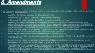 6. Amendments
An Act to provide for the acquisition and determination of Indian citizenship. BE it enacted by Parliament i...