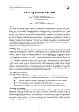 Citizenship education in pakistan | PDF