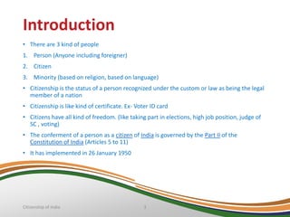 Citizenship of India | PPTX