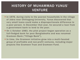 Muhammad Yunus' Venture to Help the Poor