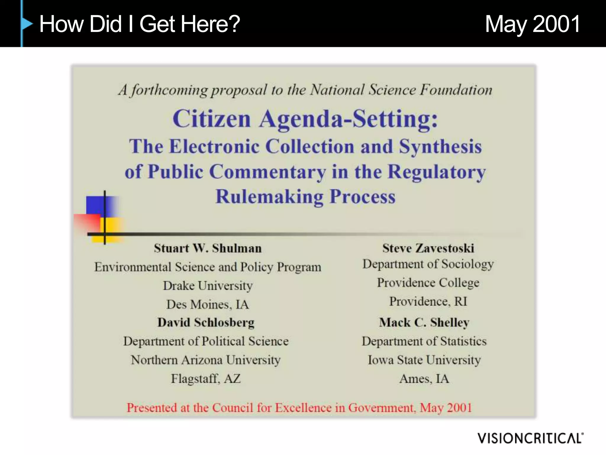 How Did I Get Here?   May 2001
 