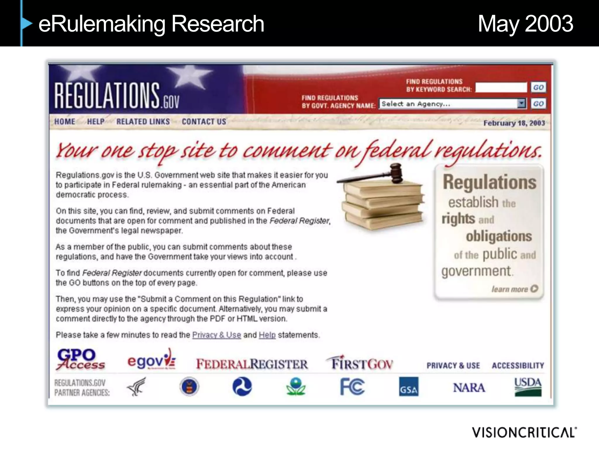 eRulemaking Research   May 2003
 