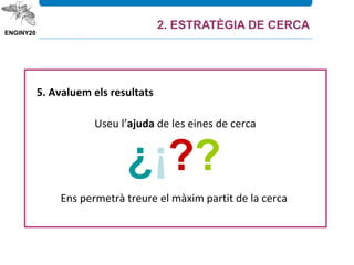 5. Avaluem els resultats
Useu l’ajuda de les eines de cerca
¿¡??
Ens permetrà treure el màxim partit de la cerca
2. ESTRATÈGIA DE CERCA
 