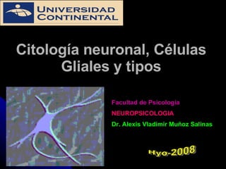 Citología neuronal, Células Gliales y tipos Facultad de Psicologia NEUROPSICOLOGIA Dr. Alexis Vladimir Muñoz Salinas Hyo-2008 