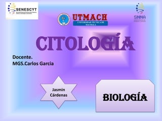 Docente.
         Citología
MGS.Carlos Garcia



                Jasmin
               Cárdenas
                          Biología
 