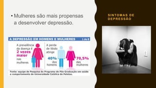S I N TO M A S D E
D E P R E S S Ã O
• Mulheres são mais propensas
a desenvolver depressão.
 