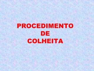 PROCEDIMENTO
     DE
  COLHEITA
 