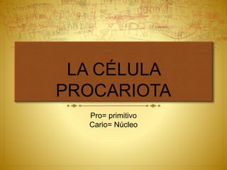 LA CÉLULA
PROCARIOTA
Pro= primitivo
Cario= Núcleo
 