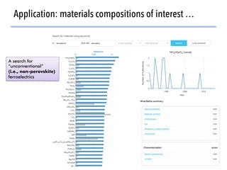 52
Application: materials compositions of interest …
A search for
“unconventional”
(i.e., non-perovskite)
ferroelectrics
 
