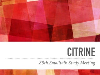 CITRINE85th Smalltalk Study Meeting
 