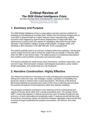 Critical Review of The 2028 Global Intelligence Crisis Scenario | PDF