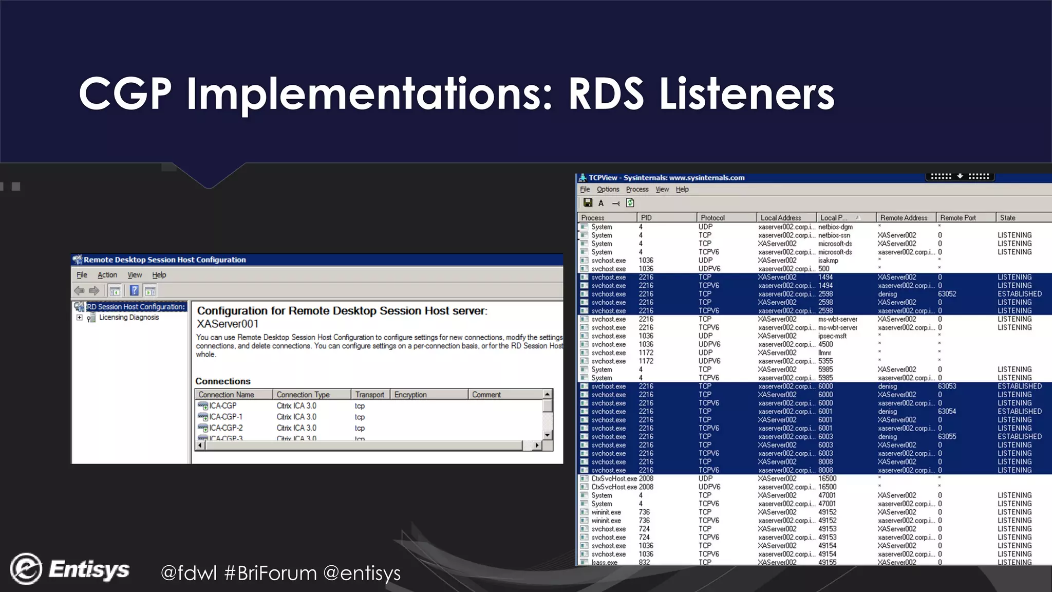 @fdwl #BriForum @entisys
CGP Implementations: RDS Listeners
 