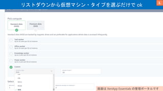 リストダウンから仮想マシン・タイプを選ぶだけで ok
画面は XenApp Essentials の管理ポータルです
 