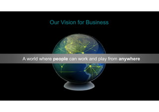 Our Vision for Business




A world where people can work and play from anywhere
 