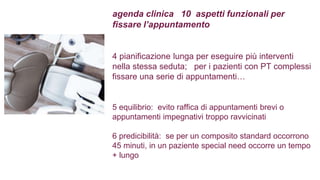 agenda clinica 10 aspetti funzionali per
fissare l’appuntamento
4 pianificazione lunga per eseguire più interventi
nella s...