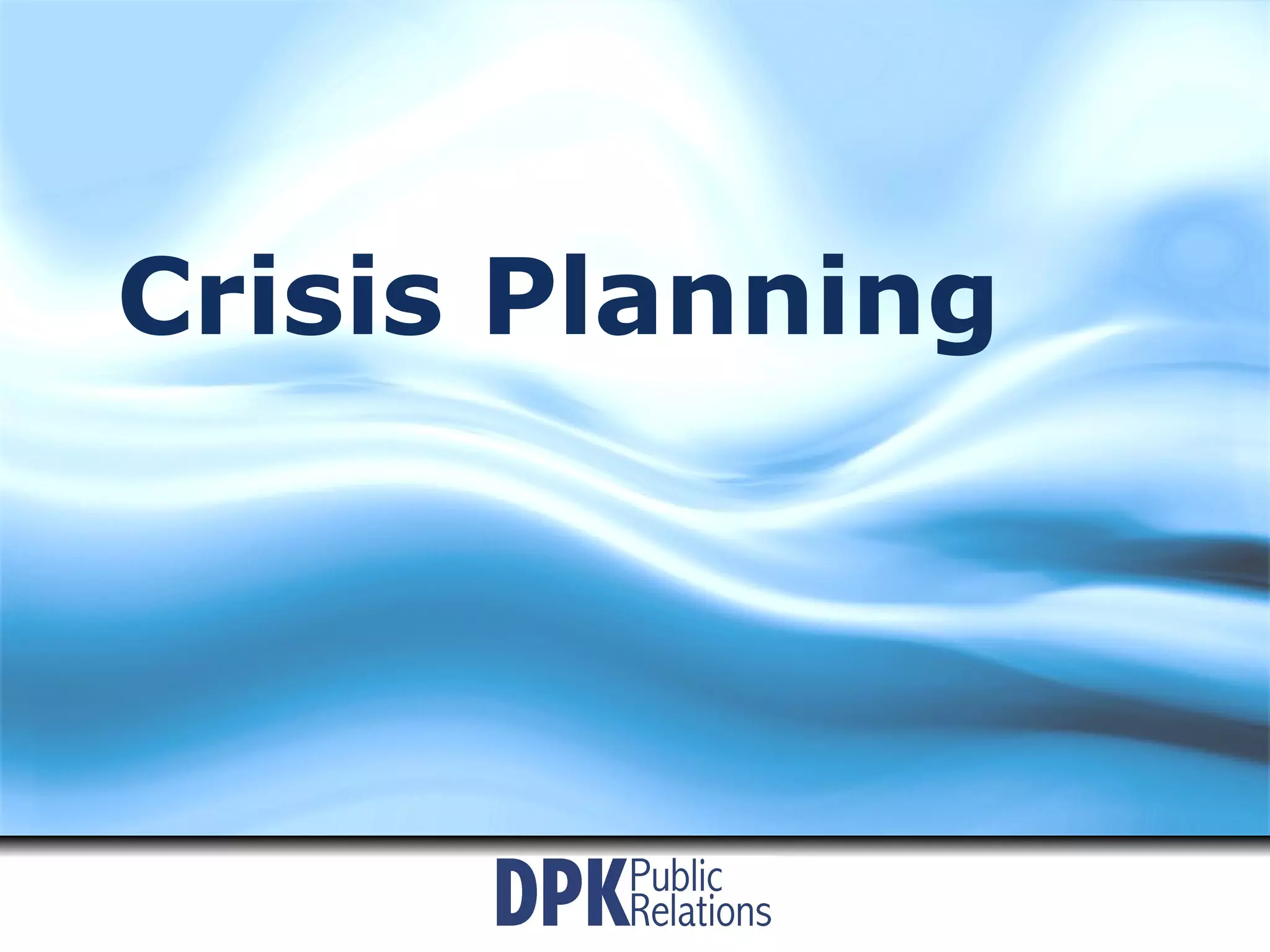 Crisis Planning 
