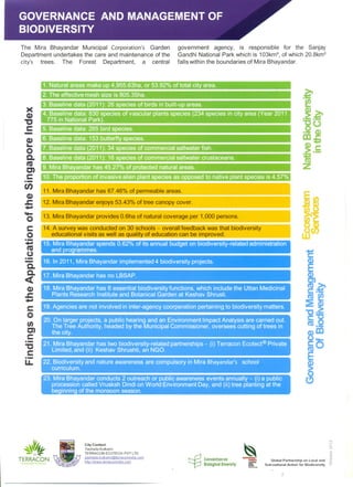 City biodiversity index summary