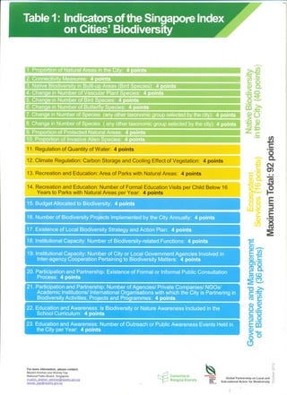 City biodiversity index summary