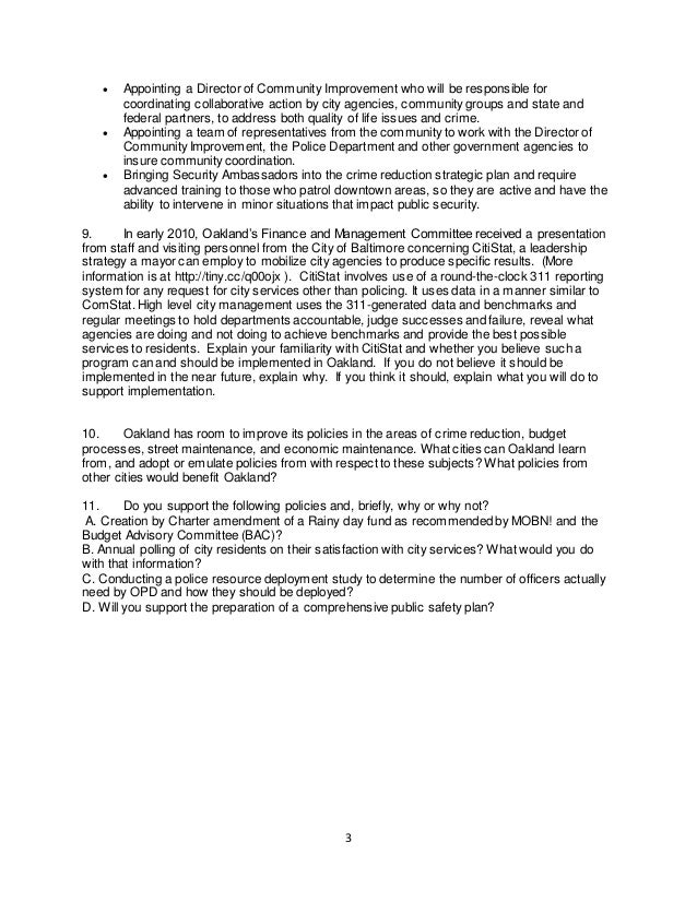 City council candidate questionnaire