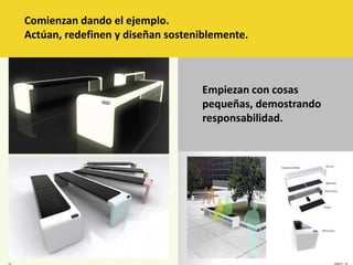 Comienzan dando el ejemplo.Actúan, redefinen y diseñan sosteniblemente.Empiezan con cosas pequeñas, demostrando responsabilidad.