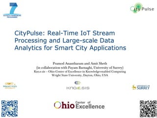 CityPulse: Real-Time IoT Stream
Processing and Large-scale Data
Analytics for Smart City Applications
Pramod Anantharam and Amit Sheth
(in collaboration with Payam Barnaghi, University of Surrey)

Kno.e.sis – Ohio Center of Excellence in Knowledge-enabled Computing
Wright State University, Dayton, Ohio, USA

1

 