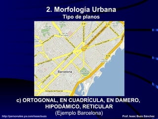 c) ORTOGONAL, EN CUADRÍCULA, EN DAMERO,  HIPODÁMICO, RETICULAR (Ejemplo Barcelona) 2. Morfología Urbana Tipo de planos 