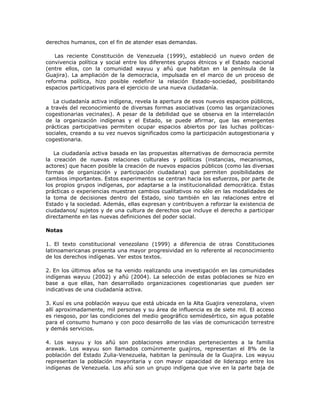 Ciudadania activa. los sujetos indigenas