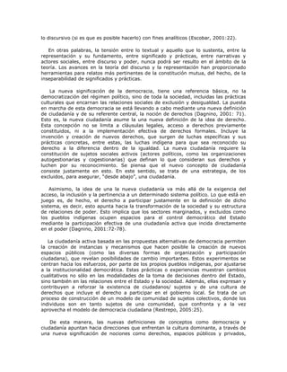 Ciudadania activa. los sujetos indigenas