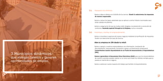 16 17
3.1.	 Impuestos los mínimos.
	 -Vamos a dejar el dinero en el bolsillo de los vecinos. Desde Cs reduciremos los impuestos 	
	 de manera responsable.
	 -Vamos a revisar las bases catastrales que se aplican a ciertos tributos municipales para
	 evitar subidas encubiertas.
	 -Vamos a asegurarnos de que las multas estén dirigidas a la prevención y corrección de
	 conductas, haciendo especial hincapié en la limpieza, nunca a recaudar.
3.2.	 Incentivar y facilitar el emprendimiento.
	 -Vamos a incentivar la apertura de nuevos negocios mediante la bonificación de impuestos 	
	 locales con exenciones de tasas de licencia.
	 -Abre tu empresa en 24h desde tu móvil.
	 -Vamos a apoyar a nuestros emprendedores con información, tramitación de
	 documentación, asesoramiento, formación y apoyo a la financiación empresarial.
	 Convertiremos nuestro Ayuntamiento en un Punto de Asesoramiento a Emprendedores 	
	 (PAE).
	-Vamos a generalizar el Documento Único Electrónico (DUE) para que los emprendedores 	
	 de nuestro municipio puedan realizar en un único acto todos los trámites iniciales para la 	
	 puesta en marcha de un negocio.
	 -Vamos a potenciar nuevos espacios de trabajo que faciliten el emprendimiento.
 