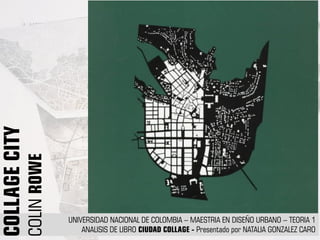 UNIVERSIDAD NACIONAL DE COLOMBIA – MAESTRIA EN DISEÑO URBANO – TEORIA 1
ANALISIS DE LIBRO CIUDAD COLLAGE - Presentado por NATALIA GONZALEZ CARO
COLLAGECITY
COLINROWE
 