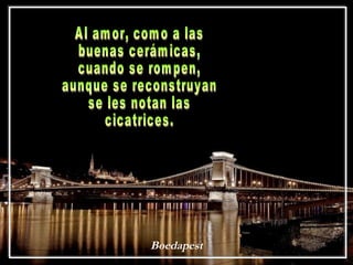 Boedapest Al amor, como a las buenas cerámicas, cuando se rompen, aunque se reconstruyan se les notan las cicatrices. 