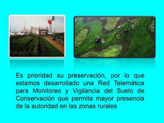 Es prioridad su preservación, por lo que 
estamos desarrollado una Red Telemática 
para Monitoreo y Vigilancia del Suelo de 
Conservación que permita mayor presencia 
de la autoridad en las zonas rurales 
 