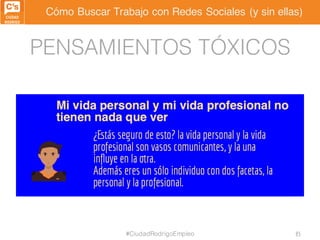 Cómo Buscar Trabajo con Redes Sociales (y sin ellas)
PENSAMIENTOS TÓXICOS
#CiudadRodrigoEmpleo 85
 