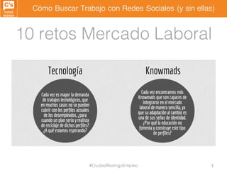 Cómo Buscar Trabajo con Redes Sociales (y sin ellas)
10 retos Mercado Laboral
#CiudadRodrigoEmpleo 9
 