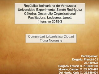 República bolivariana de Venezuela
Universidad Experimental Simón Rodríguez
Cátedra: Desarrollo Organizacional
Facilitadora; Ledesma, Janett
Intensivo 2015-3
 