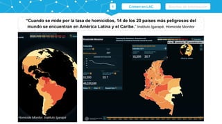 “Cuando se mide por la tasa de homicidios, 14 de los 20 países más peligrosos del
mundo se encuentran en América Latina y ...
