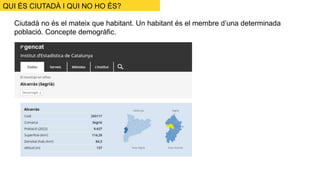QUI ÉS CIUTADÀ I QUI NO HO ÉS?
Ciutadà no és el mateix que habitant. Un habitant és el membre d’una determinada
població. Concepte demogràfic.
 