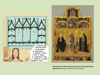 Retaule de Sant Martí amb Santa Úrsula i Sant Antoni Abat,
Gonçal Peris, Museu de Belles Arts de València
 