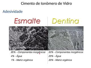 Cimento de Ionômero de Vidro
Adesividade
 